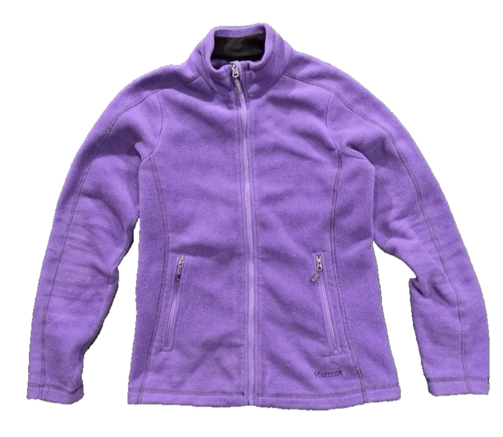 Marmot Preon Hoody Womens Medium Purple Full Zip Grid Fleece Jacket A009604